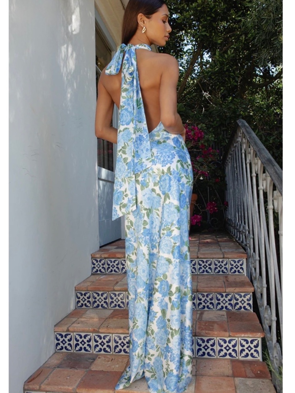 Show Me Your Mumu Lisa Cottage Blue Floral Maxi Dress M